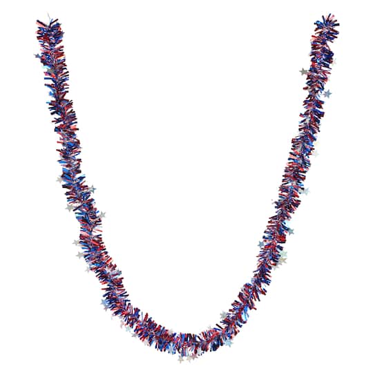 9ft. Silver Star Tinsel Garland by Celebrate It™